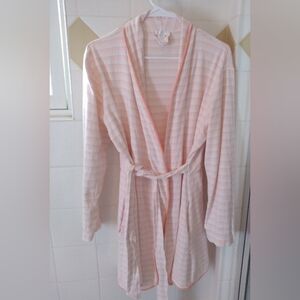 Lake Pima Cotton Pink Striped Robe Medium